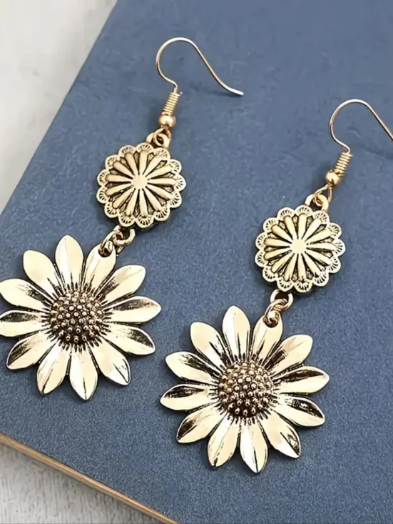 Sunflower Drop Earrings - Picture 2 of 6